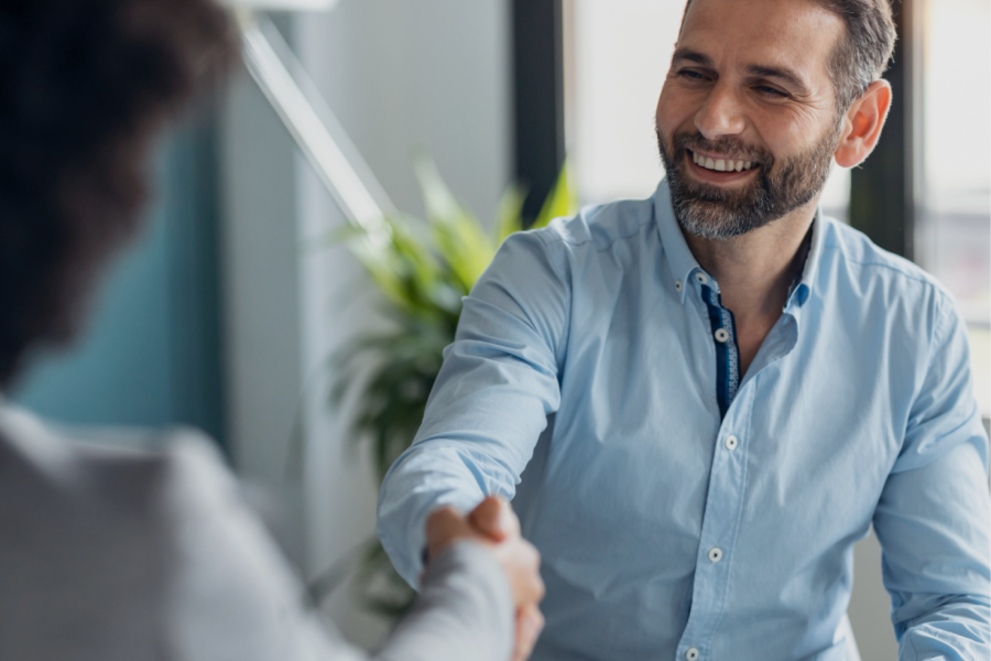 Businessman shaking hands, symbolizing trust and successful partnership